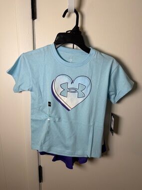 Under Armour Light Blue Heart Logo Short Sleeve Tee